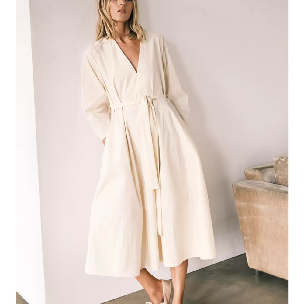 Zara Cream Long Sleeve Sundress V-Neck